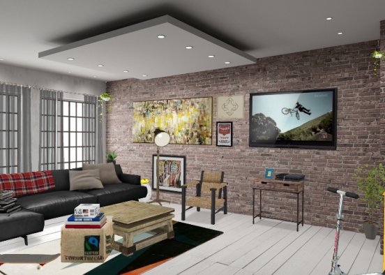 Lne Living room Design Rendering