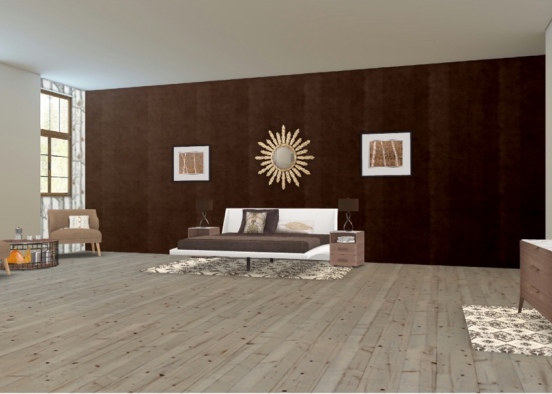 Brown bedroom Design Rendering