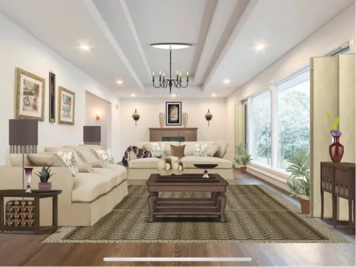 living room with big windows 