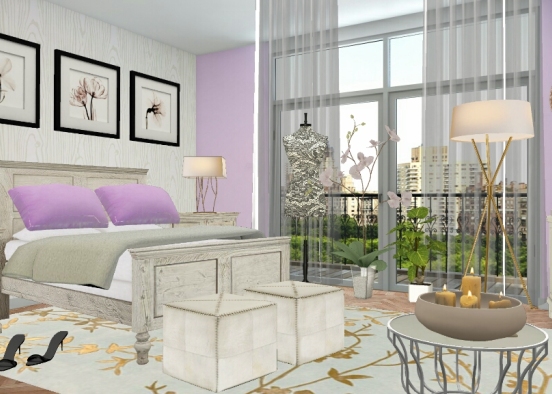 Warm pink bedroom Design Rendering