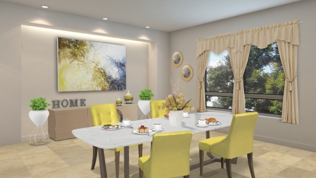 dining room in shades of yellow 💛