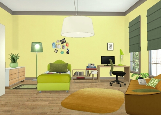 Kid's room in green Design Rendering