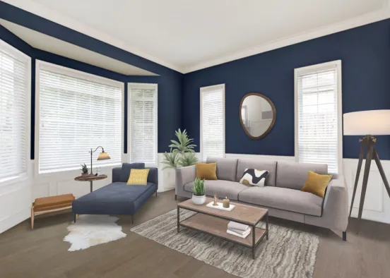 Navy living room  Design Rendering