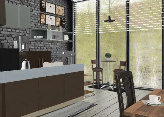 Coffee shop desk Design Rendering
