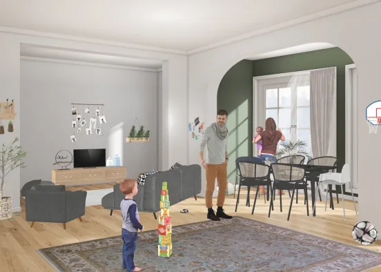 Salon d’une famille joyeuse 😁 ✨ Design Rendering
