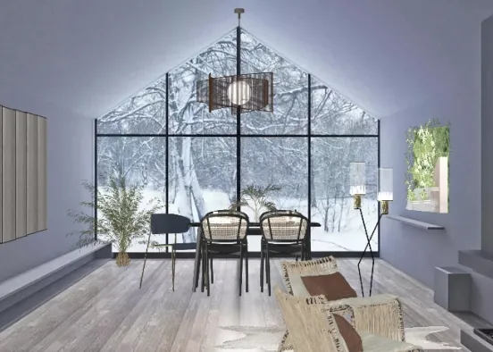 Nordic Dining room Design Rendering