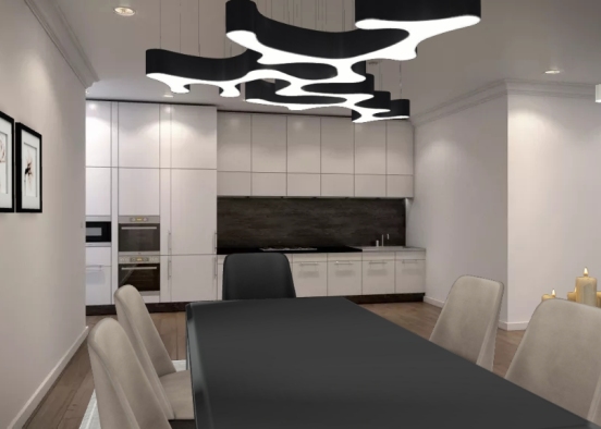modern kitchen & dining room  Design Rendering