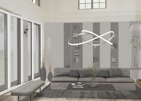 Modern grey living room Design Rendering