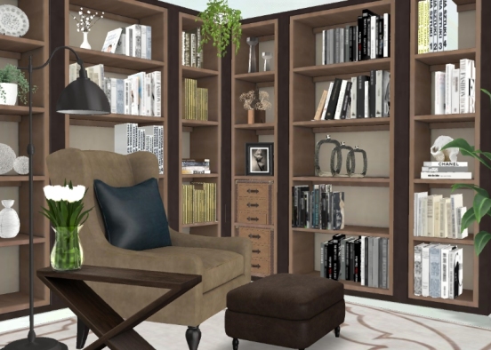 Cosy Home Library  Design Rendering
