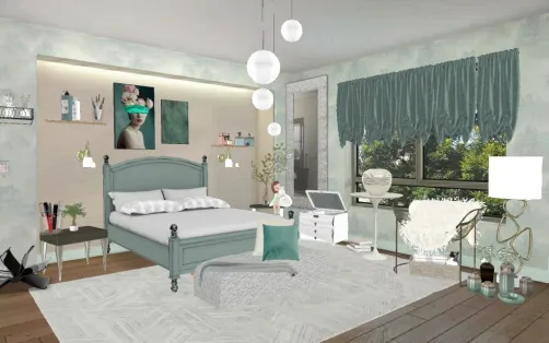 Sea green , gold, black,