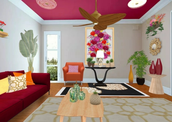 Bright Living Room  Design Rendering