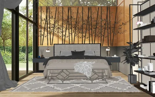 Room  Hotel in the forest!! Wood and metal combination 