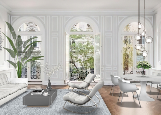 White Parisian Apartment Design Rendering