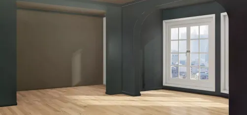 Hunter Green with brown closet and Wht French doors