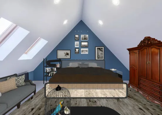 Attic bedroom Design Rendering