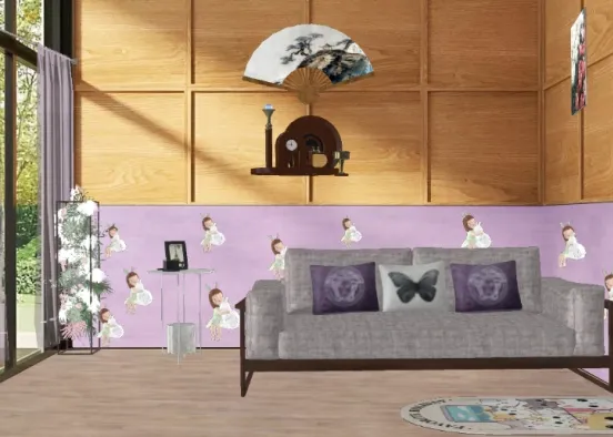 Modernize Pastel Cute Living Room Design Rendering