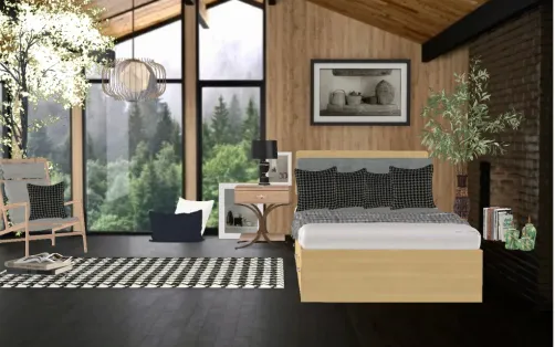 BLACK AND WOOD bedroom