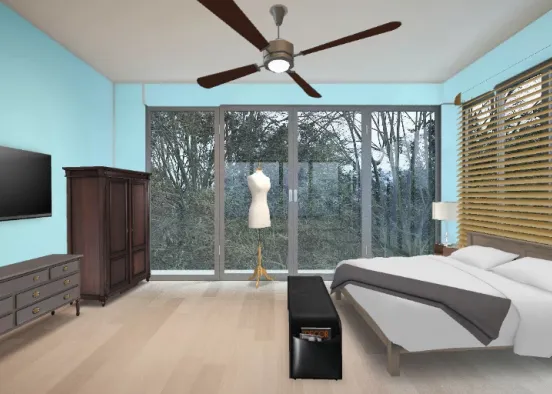 Dormitorio con vista al bosque   Design Rendering