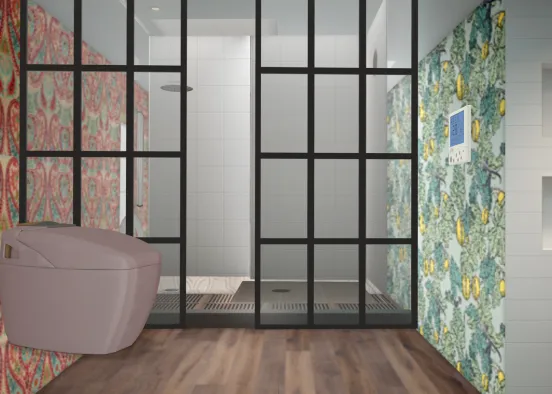 Nice Bathroom with one air conditioner Design Rendering
