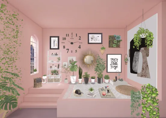 pink plant meditation room Design Rendering