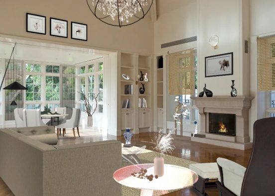 Living room & dining Design Rendering