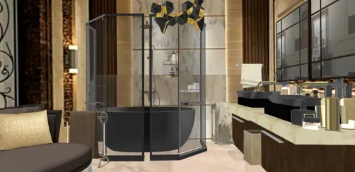 Elegant bathroom 💛🤎🖤