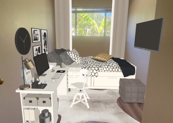 Small Dorm Room Design Rendering
