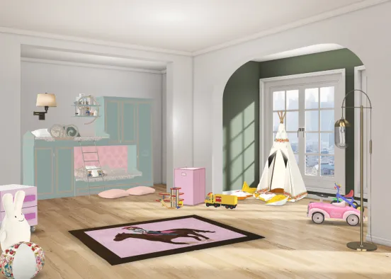 pink theme girls room  Design Rendering