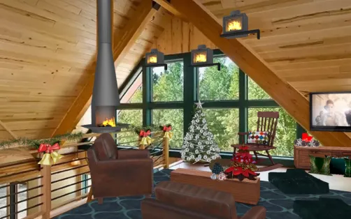 Christmas in mountain house LIVING ROOM