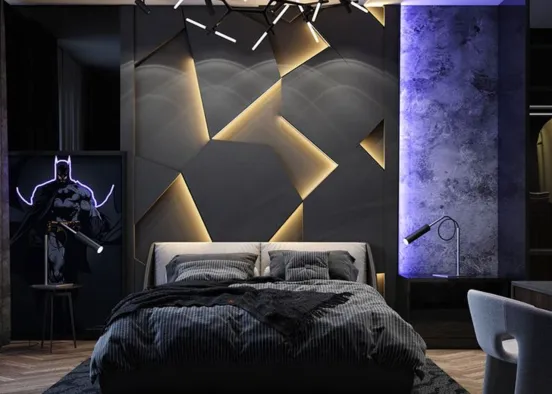 # Geometric dark bedroom Renderização de Design