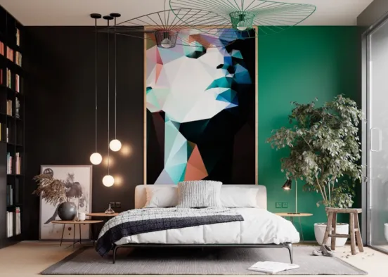 Luxury Geometric Bedroom Design Rendering