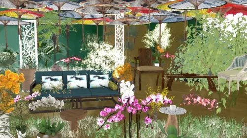 Home Garden ala Mini Forest with Umbrellas