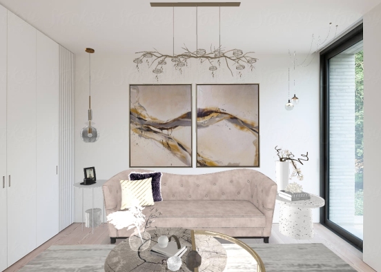 Elegant living room.  Worm colors  Design Rendering