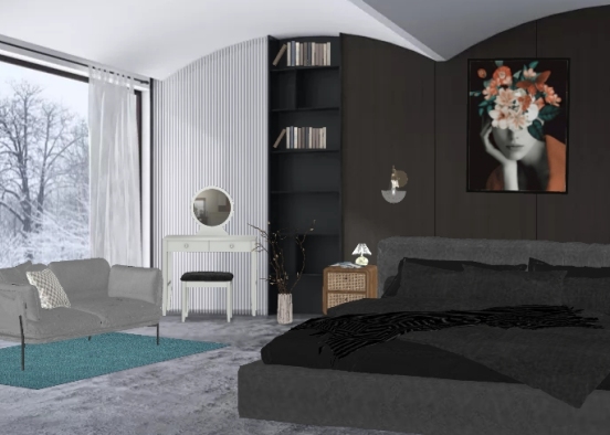 Simple hotel room  Design Rendering