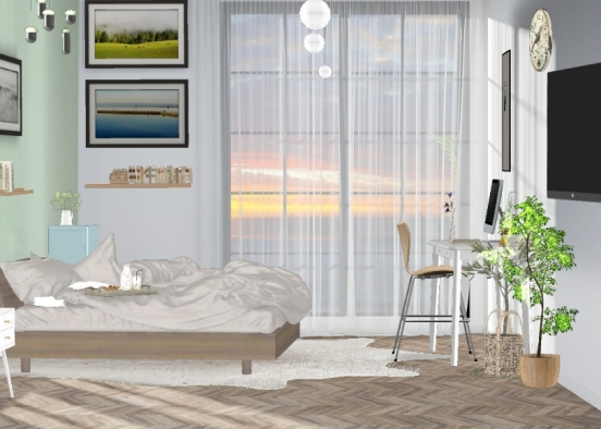 Light apartment bedroom😏💖 Design Rendering