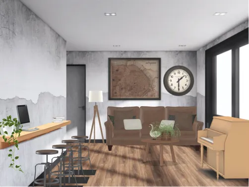 office and living room