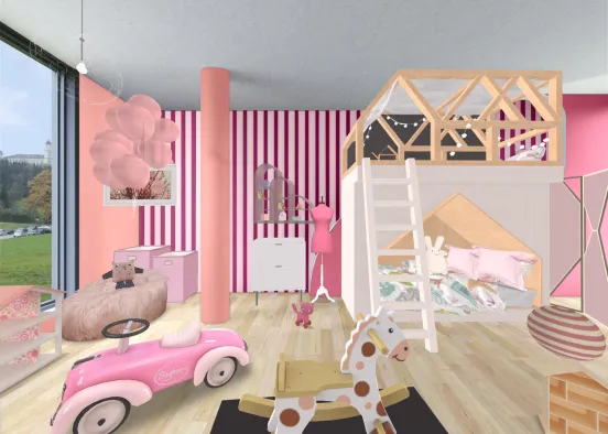 kids room pink Design Rendering
