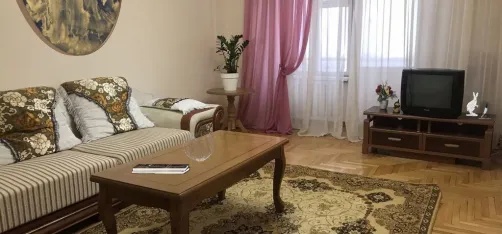 Living room in warm colors.