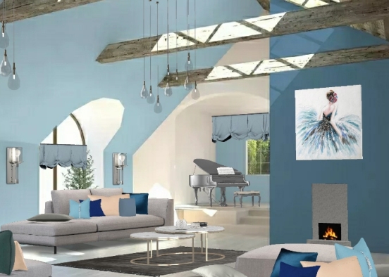 Blue living Design Rendering