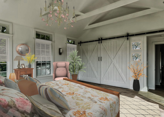 Farmhouse Bedroom Design Rendering