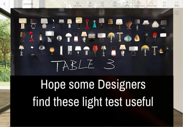 Table lamp light test