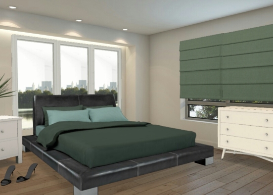 Um quarto verde Design Rendering