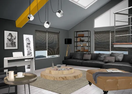 Masculine living room  Design Rendering