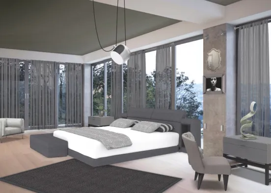Bedroom with a nice view Design Rendering