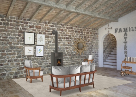 Living room (farmhouse) Design Rendering