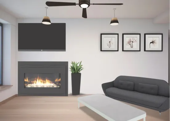 the modern living room is Design Rendering