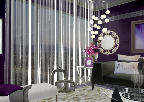 Deep purple sitting room Design Rendering