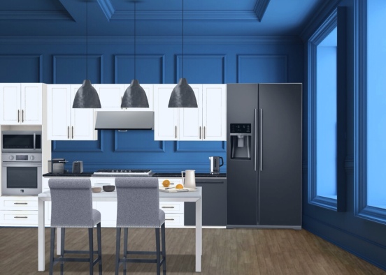 cocina blue Design Rendering