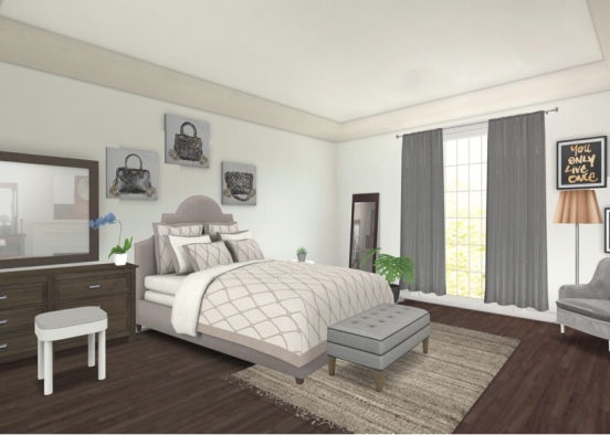 grey modern bedroom  Design Rendering