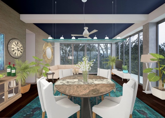 Dining-Living Room Design Rendering